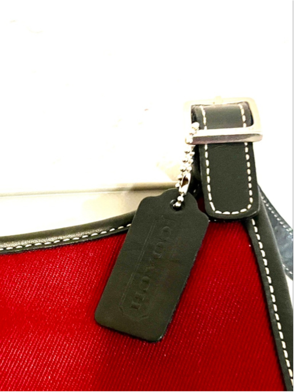 Vintage Coach Hippie 8114 Slim Canvas & Leather Flap Crossbody Bag Burgundy Red - Picture 4 of 12